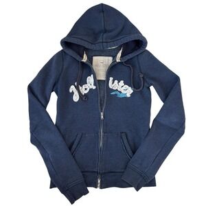 hollister navy zip hoodie y2k surf logo size S